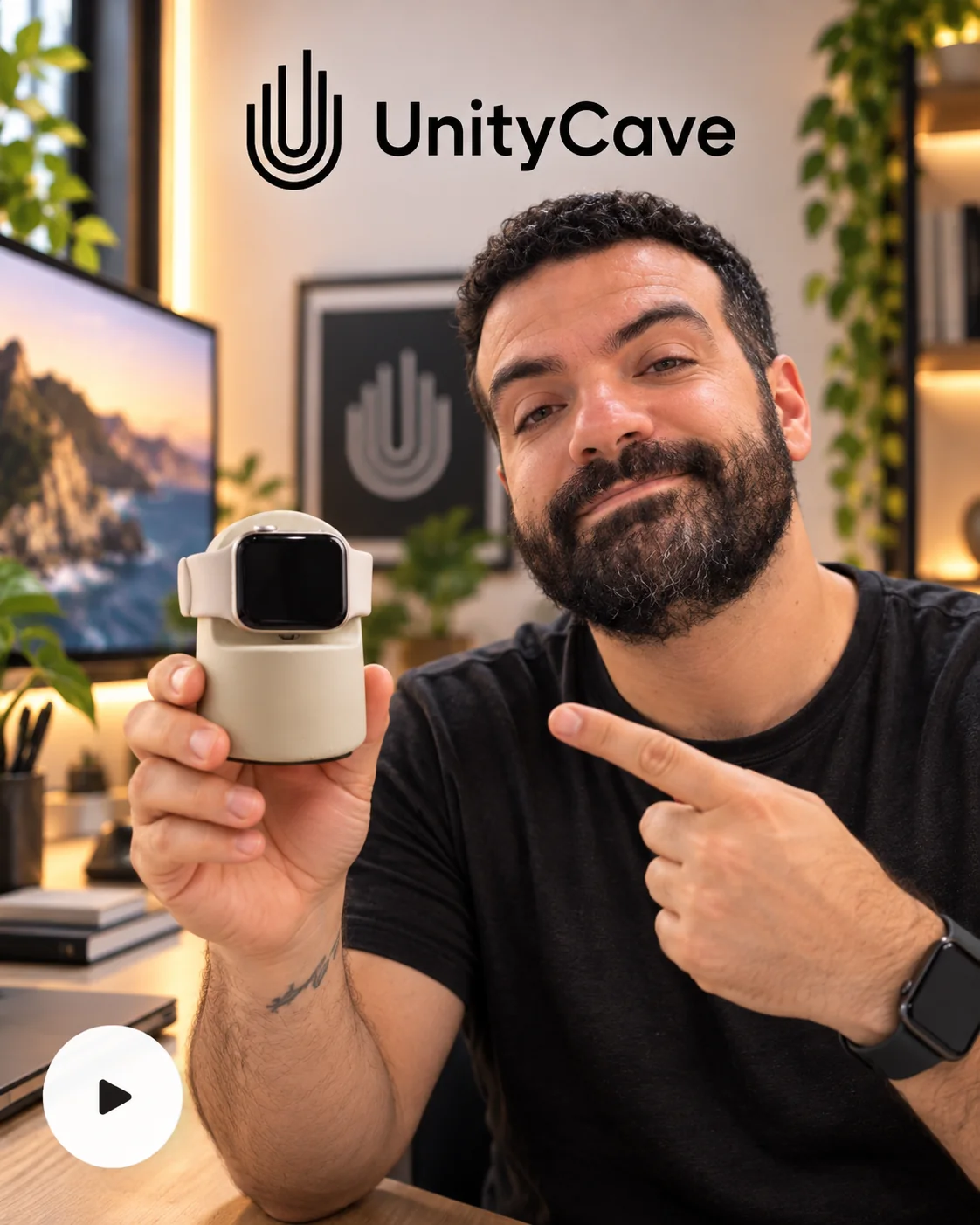 UnityCave — Wireless Charger + Watch Stand Demo