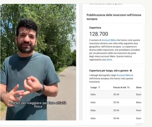 APTYCA · PAID SOCIAL — schermata Meta con copertura documentata